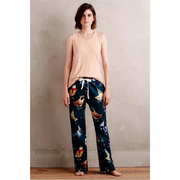 Anthropologie Colorful Bird Print Pajama Pants - Picture 2 of 13